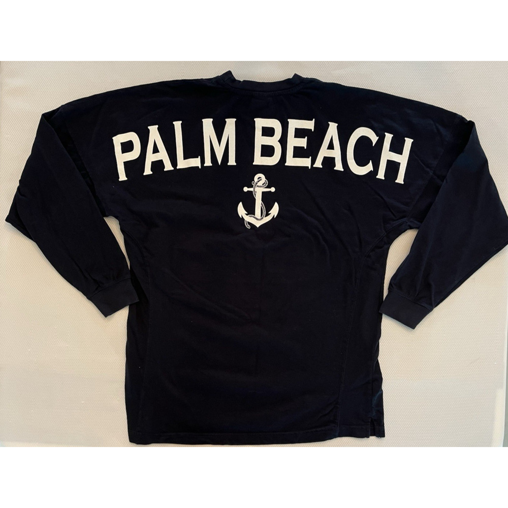 SOUTHPOINTE Jersey PALM BEACH Navy Long Sleeve Anchor S oversized Boat Money EUC